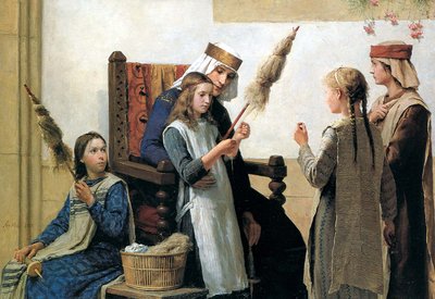 Queen Bertha and the Spinners by Albert Anker